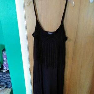 Floor-Length, Black, Fringe Dress- Good for Summer